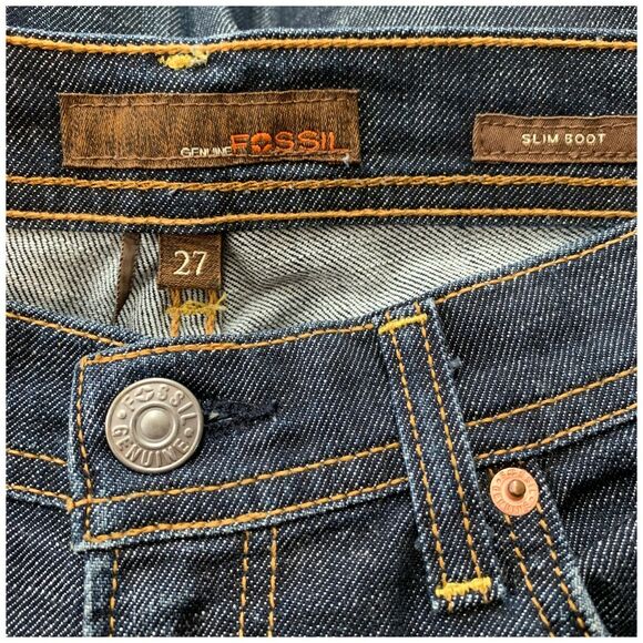FOSSIL Jeans Size 27 Slim Boot Cut Dark Blue Denim Stretch Low Rise Nice! - Picture 12 of 12